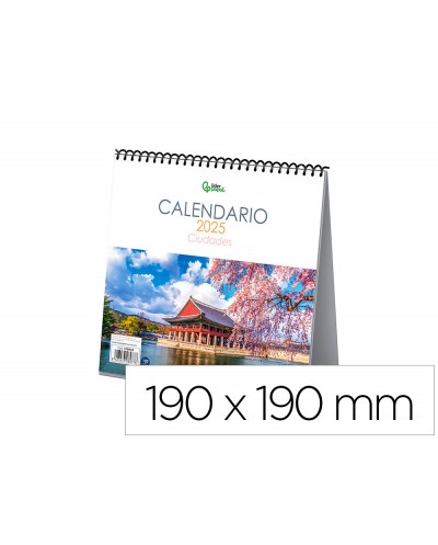 Calendario espiral triangular liderpapel de sobremesa imagenes 2025 19x19 cm papel 128 gr con pegatinas