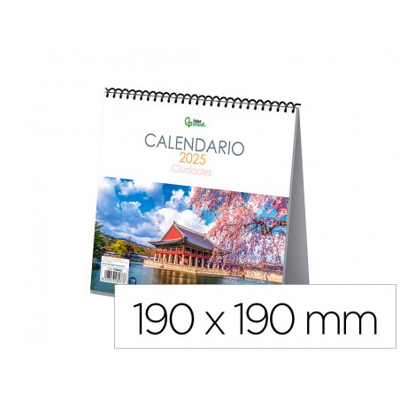 Calendario espiral triangular liderpapel de sobremesa imagenes 2025 19x19 cm papel 128 gr con pegatinas