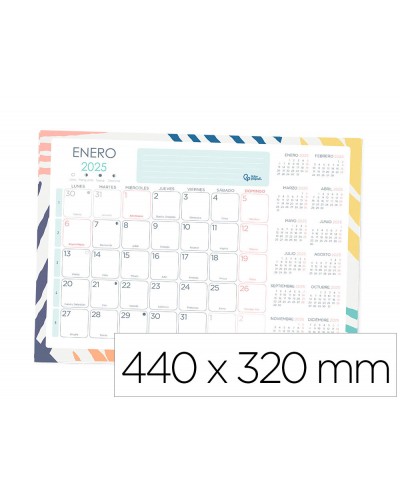 Planning mensual liderpapel joven 2025 44x32 cm con pegatinas lomo engomado papel 128 gr