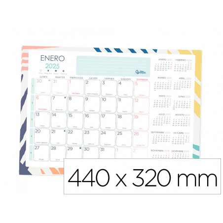 Planning mensual liderpapel joven 2025 44x32 cm con pegatinas lomo engomado papel 128 gr