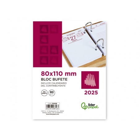 Bloc bufete liderpapel 2025 dia pagina 82x115 mm papel 80 gr
