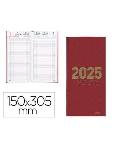 Dietario liderpapel 2025 dos tercios 15x305 cm color rojo papel 70 gr