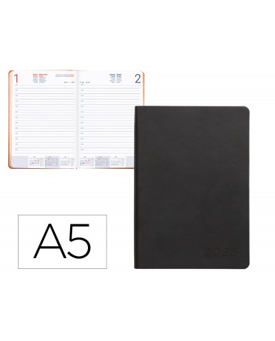 Agenda encuadernada liderpapel sifnos a5 2025 dia pagina color naranja papel 70 gr