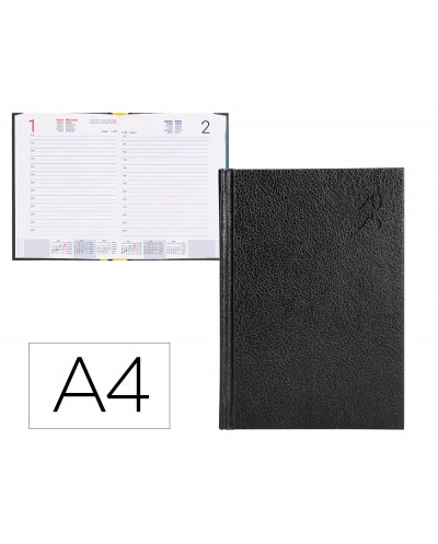 Agenda encuadernada liderpapel corfu a4 2025 dia pagina negro papel 60 gr