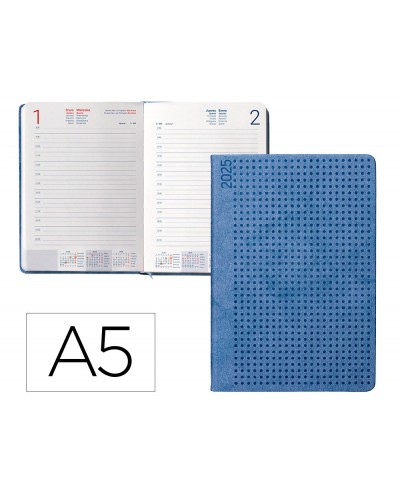 Agenda encuadernada liderpapel anafi a5 2025 dia pagina color azul papel 70 gr