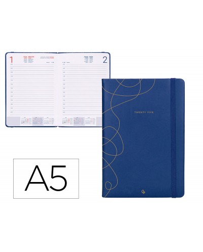 Agenda encuadernada liderpapel efira a5 2025 dia pagina color azul papel 70 gr