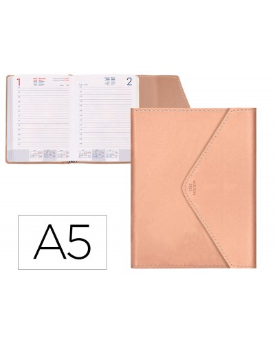 Agenda encuadernada liderpapel psara a5 2025 dia pagina color rosa nude papel 70 gr