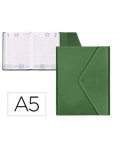 Agenda encuadernada liderpapel psara a5 2025 dia pagina color verde papel 70 gr