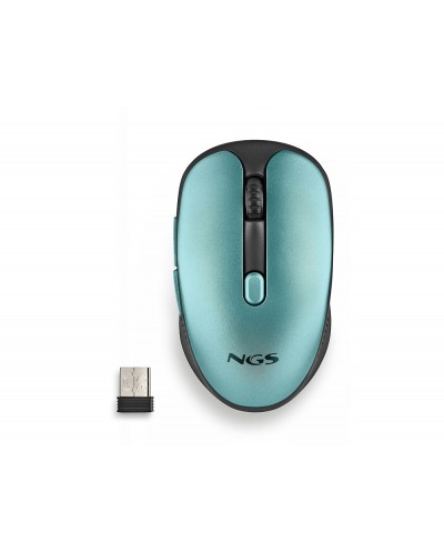 Raton ngs evo rust optico 800 1200 1600 dpi inalambrico 5 botones teclas silenciosas receptor usb 24 ghz verde