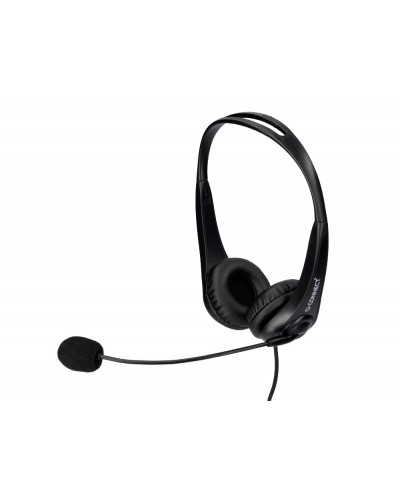 Auricular q connect biaural diadema con microfono y control de volumen conexion usb cable de 2m color negro