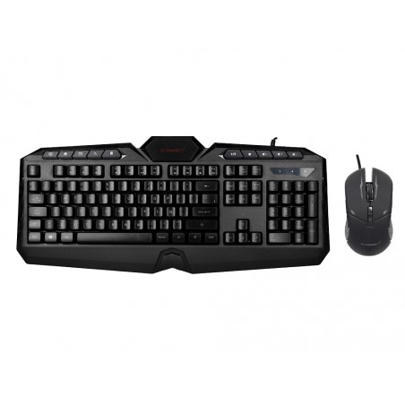 Set teclado y raton q connect gaming con cable e iluminacion led color negro