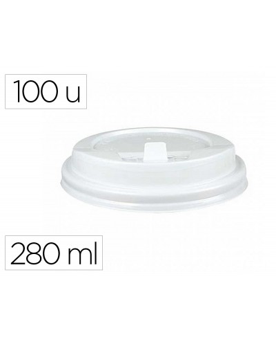 Tapa para vaso bunzl 280 ml poliestireno con orificio paquete de 100 unidades