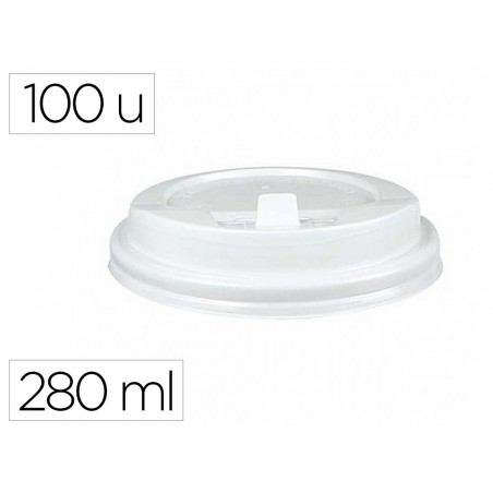 Tapa para vaso bunzl 280 ml poliestireno con orificio paquete de 100 unidades