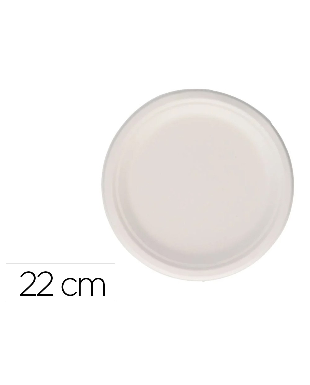 Plato fibra cana azucar bunzl biodegradable 22 cm diametro apto alimentos frios y calientes color blanco