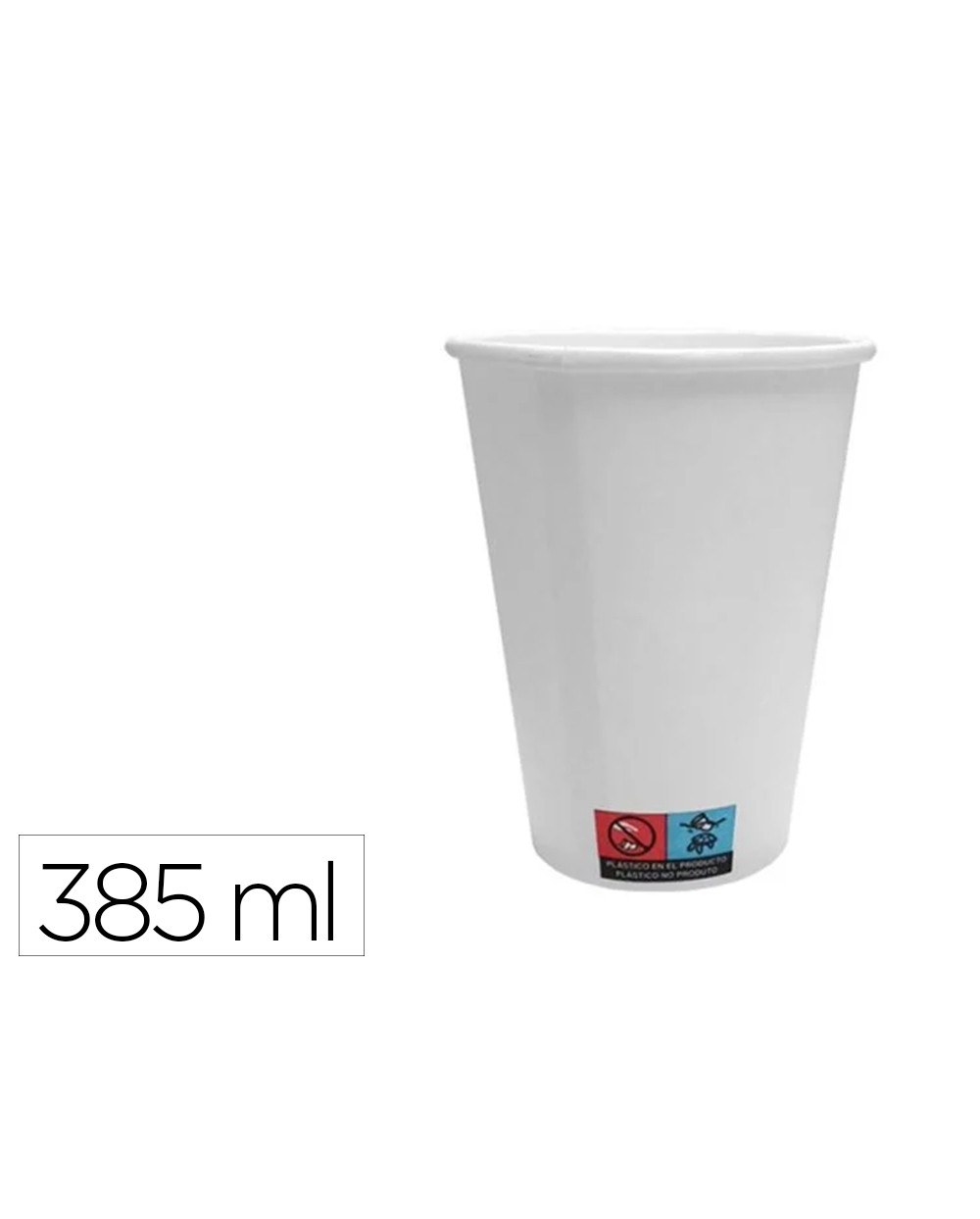 Vaso de papel blanco bunzl reciclable pefc 385 ml apto bebidas frias y calientes paquete de 50 unidades