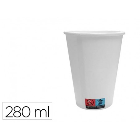 Vaso de papel blanco bunzl reciclable pefc 280 ml apto bebidas frias y calientes paquete de 50 unidades