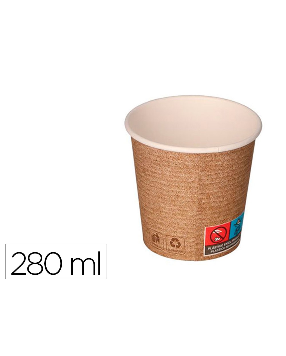 Vaso de papel kraft bunzl reciclable pefc 280 ml apto bebidas frias y calientes paquete de 50 unidades