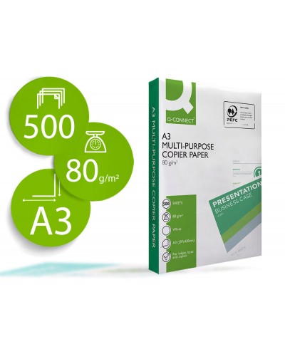 Papel fotocopiadora q connect economy din a3 80 gramos paquete de 500 hojas