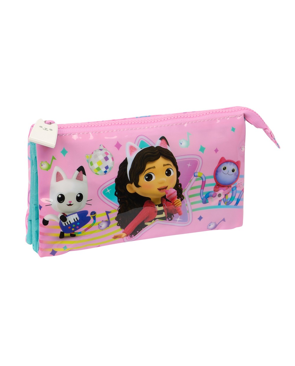 Bolso escolar portatodo safta triple gabby s dollhouse party 120x220x30 mm