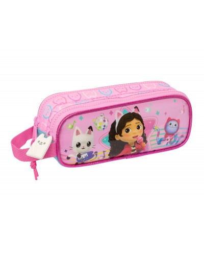 Bolso escolar portatodo safta doble gabby s dollhouse party 80x210x60 mm