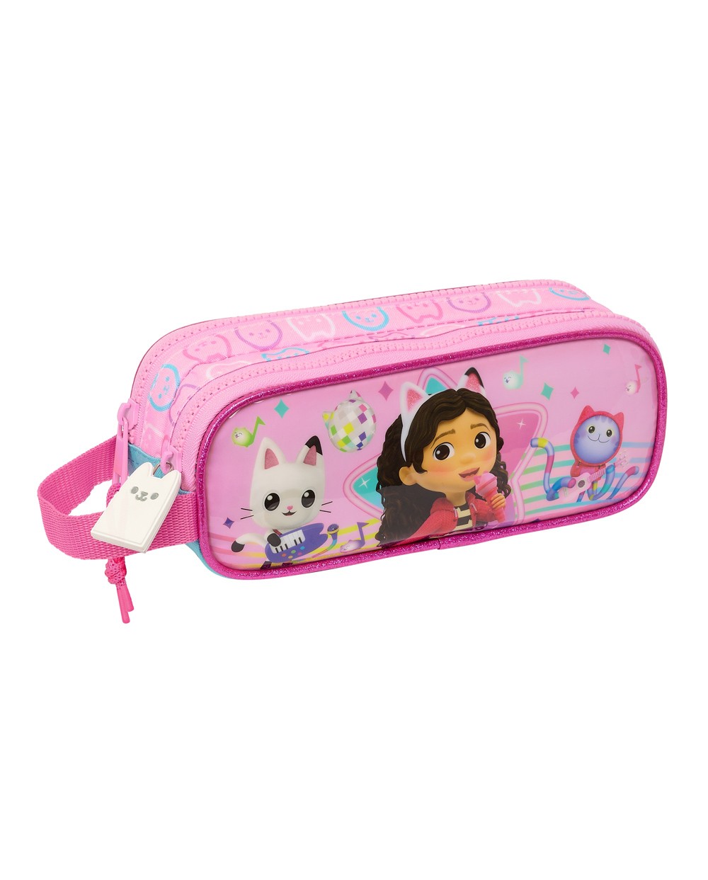 Bolso escolar portatodo safta doble gabby s dollhouse party 80x210x60 mm