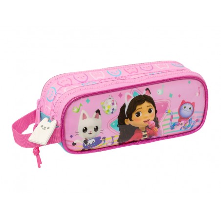 Bolso escolar portatodo safta doble gabby s dollhouse party 80x210x60 mm