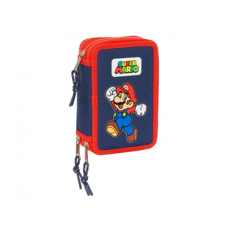 Plumier escolar safta triple 36 piezas super mario world 195x125x55 mm