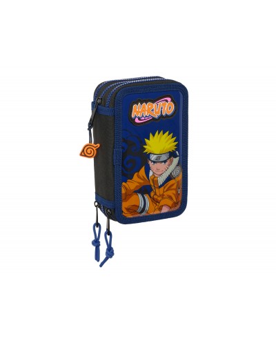 Plumier escolar safta triple 36 piezas naruto ninja 195x125x55 mm