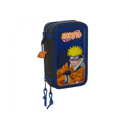 Plumier escolar safta triple 36 piezas naruto ninja 195x125x55 mm