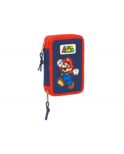 Plumier escolar safta doble pequeno 28 piezas super mario world 195x125x40 mm