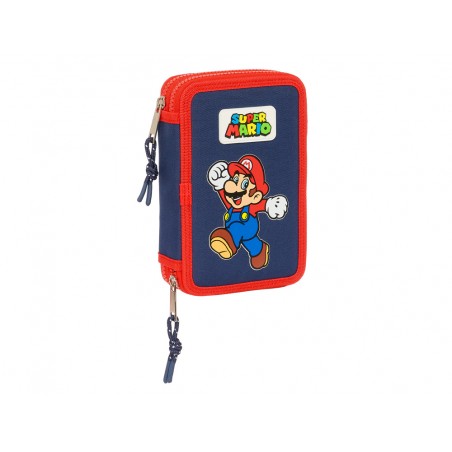 Plumier escolar safta doble pequeno 28 piezas super mario world 195x125x40 mm