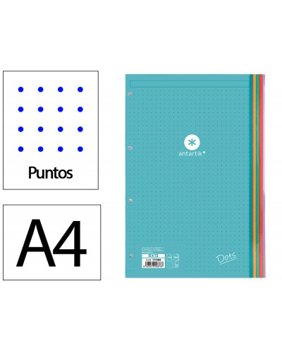 Recambio liderpapel antartik dots a4 100 hojas 90g m2 rayado puntos 4 taladros bandas de 5 colores