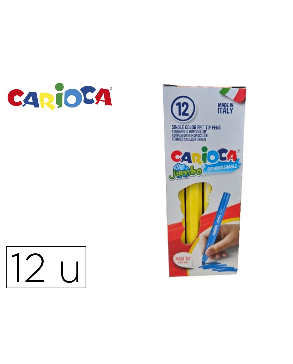 Rotulador carioca jumbo amarillo punta gruesa caja de 12 unidades