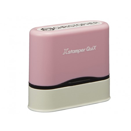 Sello x stamper quix nombre personalizable color rosa 95x46 mm qn41