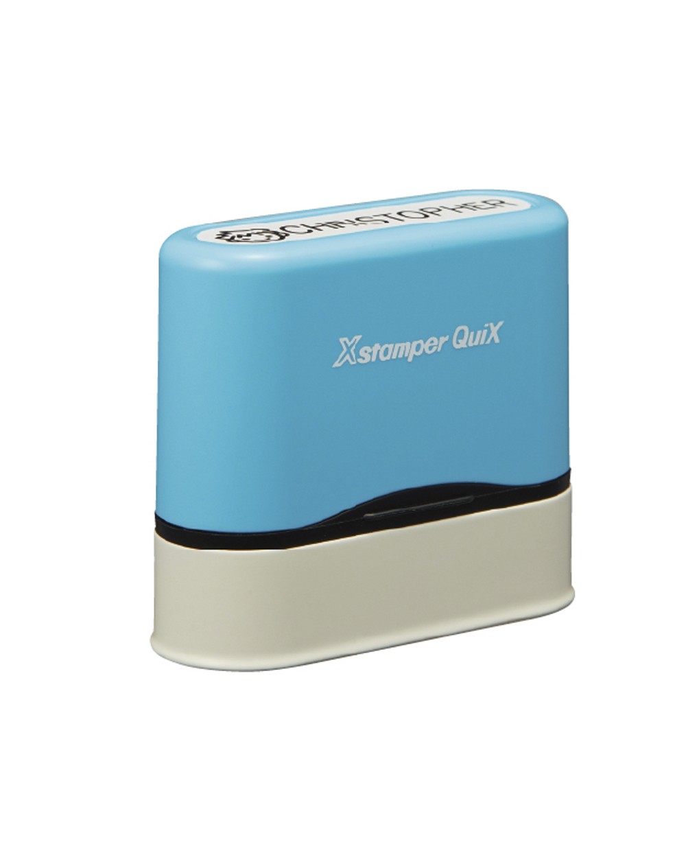 Sello x stamper quix nombre personalizable color azul 95x46 mm qn41