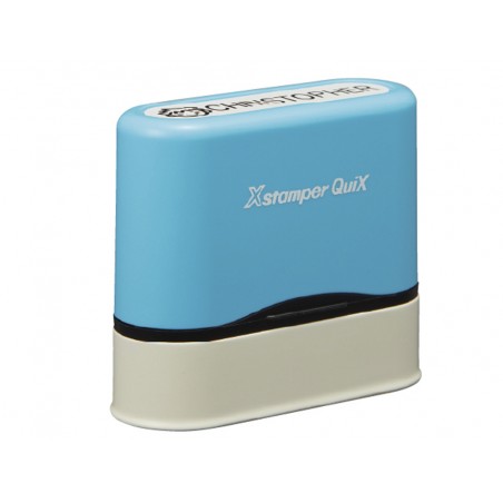 Sello x stamper quix nombre personalizable color azul 95x46 mm qn41