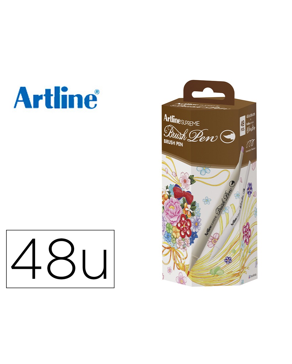 Rotulador artline supreme brush epfs f pintura base de agua punta tipo pincel fino caja de 48 unidades colores