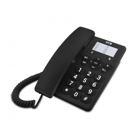 Telefono spc sobremesa teclas grandes con rellamada 3 niveles volumen opcion mute 3 memorias directas color negro