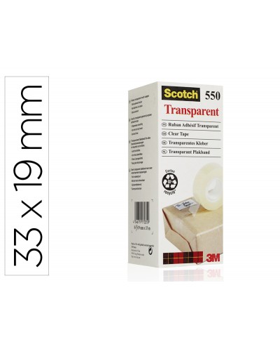 Cinta adhesiva scotch 550 transparente 33x19 mm pack de 8 unidades