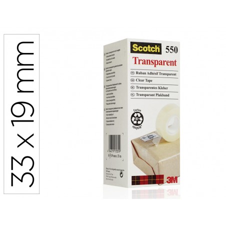 Cinta adhesiva scotch 550 transparente 33x19 mm pack de 8 unidades