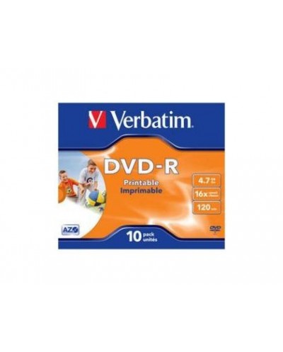 Dvd r verbatim imprimible capacidad 47 gb velocidad 16x pack 10 unidades