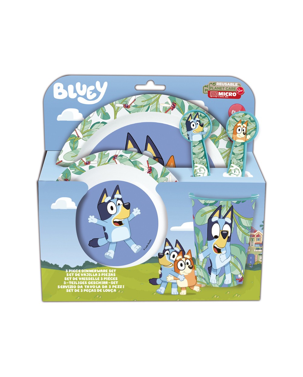 Set micro safta kids 5 piezas en estuche bluey 240x245x55 mm