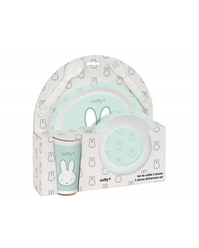 Set de platos cubiertos y vaso safta miffy menta 260x260x90 mm