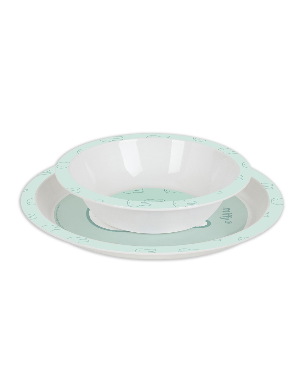 Set de platos cubiertos y vaso safta miffy menta 260x260x90 mm