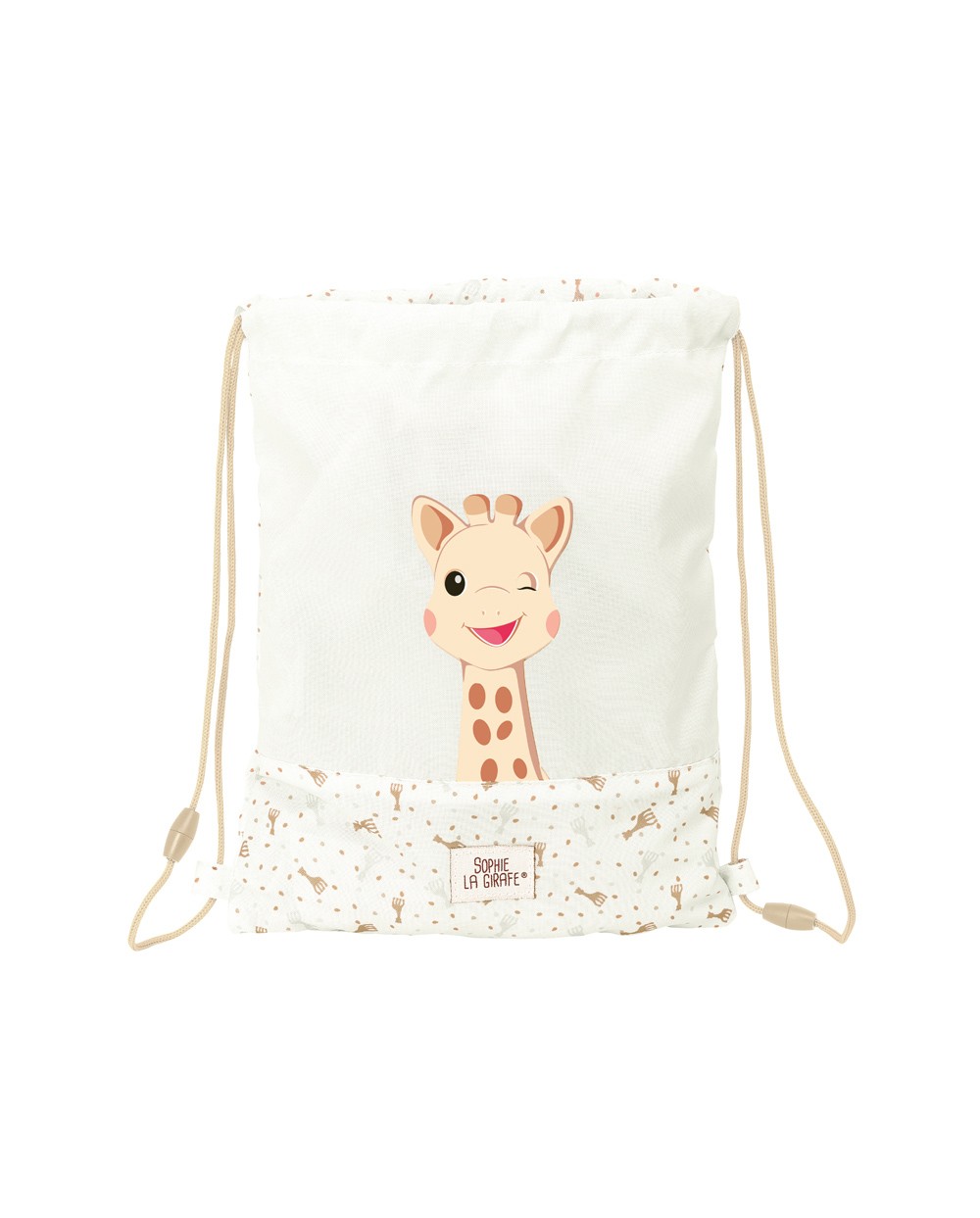 Saco plano safta junior reciclado y repelente agua sophie la girafe cookie 340x260x10 mm