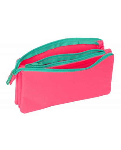 Bolso escolar portatodo safta triple nait nait rosa fluor 120x220x30 mm