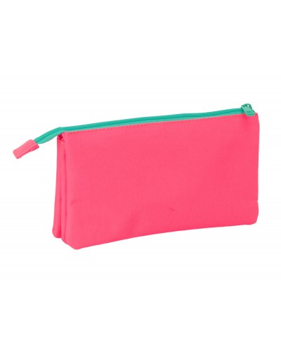 Bolso escolar portatodo safta triple nait nait rosa fluor 120x220x30 mm