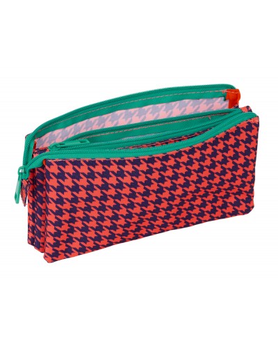 Bolso escolar portatodo safta triple nait nait pata de gallo coral 120x220x30 mm