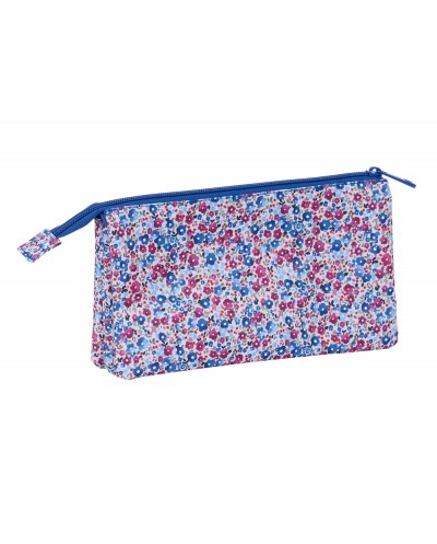 Bolso escolar portatodo safta triple nait nait floresistente coimbra azul 120x220x30 mm