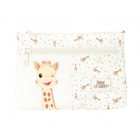 Bolso escolar portatodo safta grande 2 cremallera reciclado y repelente agua sophie la girafe honey 160x230x30 mm